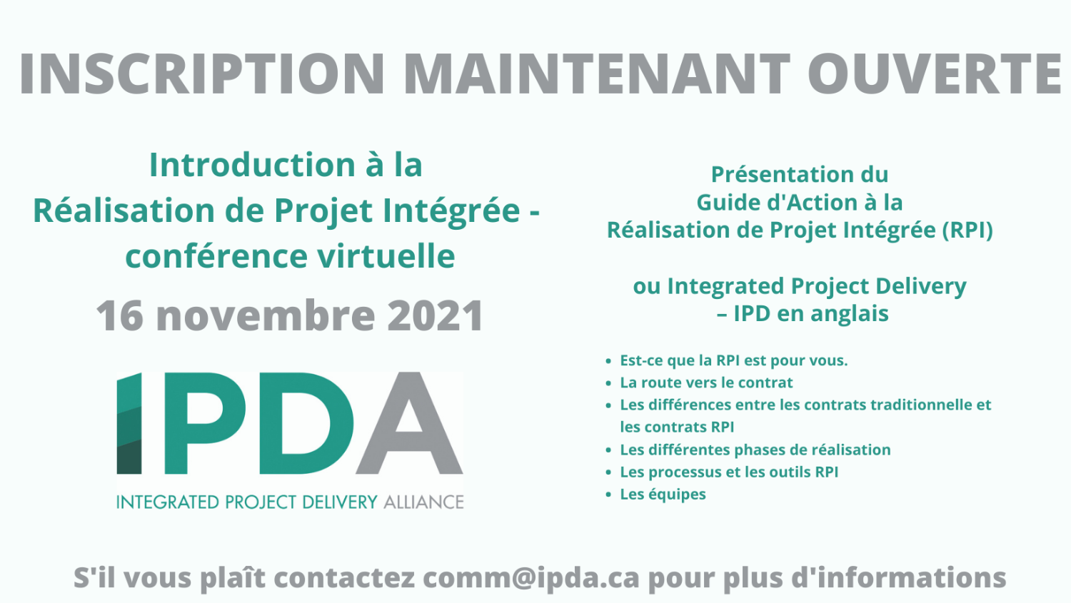 Introduction à la Réalisation de Projet Intégrée - Conférence Virtuelle 2021